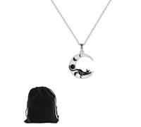 HUVZOR 1 pièce Chat noir enroulé autour d'un croissant de lune Collier, collier chat pendentif, joli bijou porte-bonheur pour amoureux des chats, bijoux pour femmes et filles