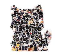 HUVZOR 100Pcs Autocollants en vinyle imperméable pour Ordinateur portable, Autocollants motif Chat noir mignon pour Cadeau Adolescents Adultes pour Guitare bouteilles d'eau planche à roulettes