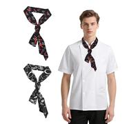 HUVZOR 2 Pièce chef Serviette de sudation de serveur de restauration de cuisine Veste cuisine tours de cou de cuisinier Cravate sweat du, Blanc