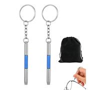 HUVZOR 2 Pièce Tournevis À Lunettes, 3 En 1 Tournevis Lunettes Opticien Pour Lunettes, Mini Tournevis À Deux Bouts, Porte Clés De Poche Pour Lunettes, Montres, bleu
