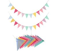 HUVZOR 2 pièces Guirlande Fanions Extérieur, 24 Fanion Guirlande Guinguette (17x12.5cm), 4m Drapeaux de Triangle de Décoration Festive pour Anniversaire, Jardin, Fête, Festival, Mariage (Colorés)