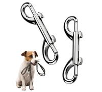 HUVZOR 2Pcs Mousqueton Double Alliage de Zinc Crochets à Déclic, Double Extrémité Clip Crochet Argent Porte-Clés Double Extrémité Boulon Snaps pour Cordes Connexions Laisses Chiens Porte Clés(90mm)