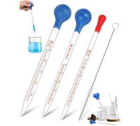 HUVZOR 3 Pièces Pipettes, Pipette Graduée en Verre, Compte Goutte avec 3 Bouteilles à Aspiration en Caoutchouc Pour et 1 Brosse de, Compte Gouttes Pipette，Pour Pharmacie, Parfum, Laboratoire