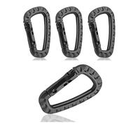 HUVZOR 4 mousquetons en Plastique, Pratiques et Robustes en Forme de D, adaptés aux activités de Plein air, légers et fiables, idéaux pour Le Camping, la randonnée, Noirs