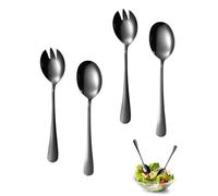 HUVZOR 4 pièces Couverts À Salade,Couvert A Salade,Couvert Salade,Couverts Salade À Longs Manches, INOX pour Cuisine, Salle À Manger(Noir)