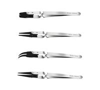 HUVZOR 4 pièces Pince à Épiler Pincettes Antistatique en Acier Inoxydable Pince Brucelle Electronique en Pinces à Épiler Précision Professionnelles Pince Bijoux pour Loisirs Créatifs Modélisme (A)