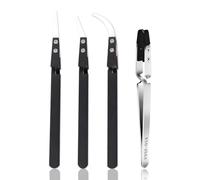 HUVZOR 4 pièces Pince à Épiler Pincettes Antistatique en Acier Inoxydable Pince Brucelle Electronique en Pinces à Épiler Précision Professionnelles Pince Bijoux pour Loisirs Créatifs Modélisme (B)