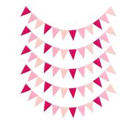 HUVZOR 5 pièces Guirlande Fanions Extérieur, 36 Fanion Guirlande Guinguette (13x17cm), 2.5m Drapeaux de Triangle de Décoration Festive pour Anniversaire, Jardin, Fête, Festival, Mariage (Rose)