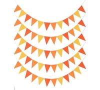 HUVZOR 5 pièces Guirlande Fanions Extérieur, 36 Fanion Guirlande Guinguette (13x17cm), 2.5m Drapeaux Triangle de Décoration Festive pour Anniversaire, Décoration automnale, Festival, Mariage (Orange)