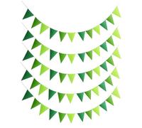 HUVZOR 5 pièces Guirlande Fanions Extérieur, 36 Fanion Guirlande Guinguette (13x17cm), 2.5m Drapeaux Triangle Décoration Festive pour Anniversaire, Décoration printanière, Festival, Mariage(Vert)