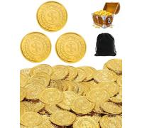 HUVZOR 80 Pièces de Pièces d'Or en Métal pour DND,Outil de Soulagement du Stress - Sac en Velours Inclus pour Jeux de Rôle,Chasse au Trésor et Aventures Pirates, Idéal pour Collection et Décoration
