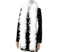 HUVZOR Boa Feather 2 m, plumes de dinde, fabriquées à la main en plumes pures pour les fêtes, Noël, mariages, tables centrales, costumes, concerts et décoration d’intérieur, Blanc
