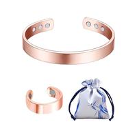 HUVZOR Bracelet Magnétique en Cuivre, Bracelets Magnétiques en Bronze, Bracelets en Cuivre de Type Ouvert, Avec Porter des bagues pour Cadeau Hommes et Femmes