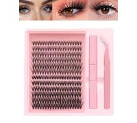 HUVZOR Faux Eyelash Kit with 120 Cluster Lashes & Lash Bond - Natural Look Russian Volume Individual Eyelashes Extension, Waterproof Glue for Long-Lasting Wear and Easy Application