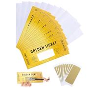 HUVZOR Lot de 5 Tickets Dorés - Bon Cadeau à Remplir soi-même avec autocollant à gratter - Sans gratter et cartes cadeaux à faire soi-même-Cadeau personnalisé dans une enveloppe scintillante+Outil