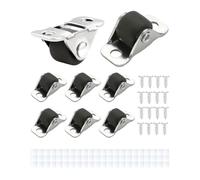 HUVZOR Lot de 8 Mini Roulette pour Meubles en Caoutchouc - Roulettes Fixe avec Plaque Acier, Silencieuses & Sans Traces (Ø1.2cm)- Idéal Tiroirs, Tables, Caisses Outils