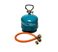 HUW24 Bouteille de gaz propane butane 2 kg + adaptateur + tuyau de transfert Kit d'action vide à remplir