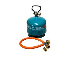 HUW24 Bouteille de gaz propane butane 2 kg + adaptateur + tuyau de transfert Kit d'action vide à remplir