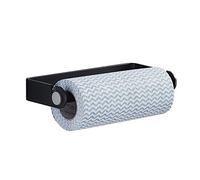 HUWAI-F Derouleur Essuie Tout Mural INOX, Dérouleur de Cuisine et Salle de Bain Porte Rouleau Supports pour Papier Essuie Tout sans Perçage (Argent, Noir) 27cm-Black