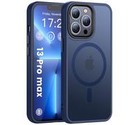 HuwaiH Coque de protection pour iPhone 13 Pro Max - Compatible avec Mag-Safe - Anti-chocs et anti-rayures - Mat translucide - Antidérapant - Bleu