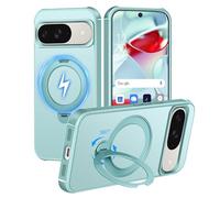HuwaiH Magnétique Coque pour Google Pixel 9/9 Pro/10/10 Pro, 360° Support magnétique Militaire Anti-Chute Anti-Choc Anti-Empreintes digitales Cas de téléphone, Le Travail, Voyage (Bleu Clair)