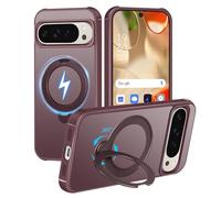 HuwaiH Magnétique Coque pour Google Pixel 9 Pro XL/10 Pro XL, 360° Support magnétique Militaire Anti-Chute Anti-Choc Anti-Empreintes digitales Cas de téléphone, Le Travail, Voyage (Rouge vin)