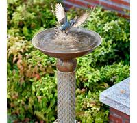 HUWAIPL Bain d'oiseaux en métal pour l'extérieur, Base cylindrique, Bol de Bain Vintage pour Oiseaux, mangeoire à Oiseaux, Plateau de graines pour Jardin, pelouse, Cour