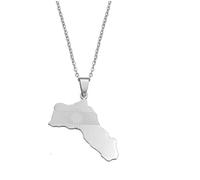HUWAIYUNDONG Collier Femme - Colliers Pendentifs Kurdistan, Bijoux Kurdes, Chaîne Ajustable, Accessoires Uniques De Mode Hiphop, Collier Personnalisé De Tous Les Jours, Argent, 45 Cm Ou 17,7 Pouces