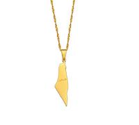 HUWAIYUNDONG Palestine Pendentif Chaîne Carte Colliers, Vintage Contour Tendance Patriotique Bijoux Unisexe Région Accessoires, Hiphop Géométrique Chaîne Réglable Cadeau De Mariage,Or,60Cm