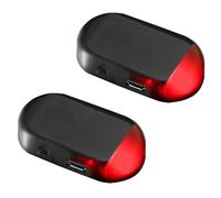 Huweko 2PCS Auto Kamera Attrappe,Antis Diebstahl Blinklampen,Solar Power Dummy Auto Alarm,Autos Alarmanlage Diebstahlsicherung Für Autos Sicherheitssystem (Rot)