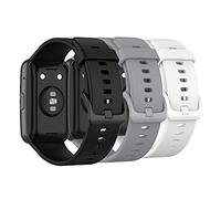 Huwokxix Bracelet Compatible avec Huawei Watch Fit,Ajustable Silicone Sport Band Remplacement Bracelet pour Huawei Watch Fit (Noir + gris + blanc)
