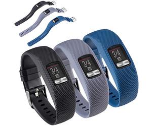 Huwokxix Bracelets Compatible avec Garmin vivofit 4, Ajustable Silicone Sport Bracelet de Montre Remplacement Band pour Garmin vivofit 4 pour Femmes et Hommes (Noir+gris+bleu foncé, Petit)