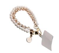 HUWOYG 2pcs 26cm Leather Pearl Mobile Phone Charm Bracelet Chain Anti-Lost Universal Cell Phone Strap Rope Pendant pour Téléphones Intelligents(White)
