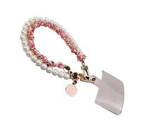 HUWOYG 2pcs 26cm Leather Pearl Mobile Phone Charm Bracelet Chain Anti-Lost Universal Cell Phone Strap Rope Pendant pour Téléphones Intelligents(Pink)
