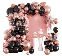 HUWOYG Kit de 100 Ballons en Latex Noir, Rose et Or, for décoration d'anniversaire Mariage pour Adulte Enfant