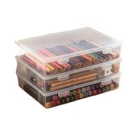 HUWOYG Large Capacity Pencil Case Transparent Plastic Notebook Sketch Marker Colored Lead Painting Storage Box, Back To School Supplies Pour Papeterie(S)