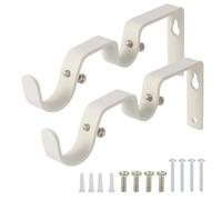 HUWOYG Lot de 4 Supports Tringle à Rideaux en Aluminium épais, Support Mural Simple, Compatible avec Le matériel Fixation pour Barres(White)
