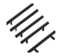 HUWOYG Lot de 5 poignées classiques for armoires, tiroirs, commodes, salle bain, entraxe 96 mm Pour Armoire Tiroir(Black)