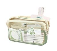 HUWOYG Transparent Waterproof Pencil Case Five-Layer Large Capacity Pen Bag Multifunction Stationery Storage Pour Papeterie(Green)