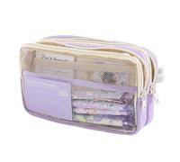HUWOYG Transparent Waterproof Pencil Case Five-Layer Large Capacity Pen Bag Multifunction Stationery Storage Pour Papeterie(Purple)