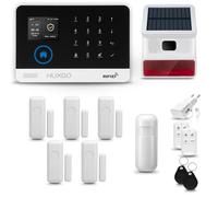 HUXGO® HXA003 Alarme Maison sans Fil WiFi + GSM 4G avec Sirène Solaire exterieure | Système d'alarme avec détecteur de Mouvement, 5X capteurs de Porte | Kit sécurité Maison, Appartement, Garage