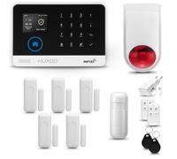 HUXGO® HXA003 Alarme Maison sans Fil WiFi + GSM avec Sirène exterieure sans Fil | Système d'alarme avec 1x détecteur de Mouvement, 5X capteurs de Porte | Kit sécurité Maison, Appartement, Garage