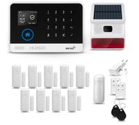 HUXGO® HXA003 Alarme Maison sans Fil WiFi + GSM avec Sirène Solaire exterieure sans Fil | Système d'alarme avec détecteur de Mouvement, 9X capteurs de Porte | Kit sécurité Maison, Appartement
