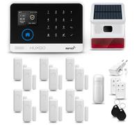 HUXGO® HXA003 Alarme Maison sans Fil WiFi + GSM avec Sirène Solaire exterieure sans Fil | Système d'alarme avec détecteur de Mouvement, 12x capteurs de Porte | Kit sécurité Maison, Appartement