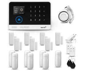 HUXGO® HXA003 Alarme Maison sans Fil WiFi + GSM avec Sirène | Système d'alarme Domestique avec 5X détecteurs de Mouvement, 7X capteurs de Porte | Alarme sans Fil avec TUYA App.