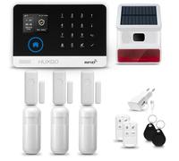 HUXGO® HXA003 Alarme maisonavec Sirène sans Fil Solaire, WiFi + GSM 4G | Kit d'alarme Maison Domestique avec 3X détecteurs de Mouvement, 3X capteurs d'ouverture | TUYA App Intelligent