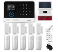 HUXGO® HXA003 Alarme maisonavec Solaire Sirène sans Fil, WiFi + GSM 4G | Kit d'alarme Maison Domestique avec 5X détecteurs de Mouvement, 5X capteurs d'ouverture | TUYA App Intelligent