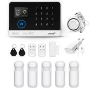 HUXGO, HXA003, Alarme sans Fil WiFi + GSM 4G avec 5X capteurs de Mouvement, Maison, Bureau, Appartement, Garage, Application TUYA Smart, alertes SMS, contrôle par téléphone, FRANÇAIS