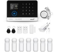 HUXGO, HXA003, Alarme sans Fil WiFi + GSM 4G avec 7X capteurs de Mouvement, Maison, Bureau, Appartement, Garage, Application TUYA Smart, alertes SMS, contrôle par téléphone, FRANÇAIS