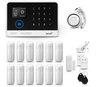 HUXGO® HXA003 Système d'alarme Maison WiFi + GSM 4G avec Sirène | Alarme Maison avec capteur de fenêtre sans Fil, 12x détecteurs de Mouvement | Kit d'alarme Anti Intrusion pour Appartement
